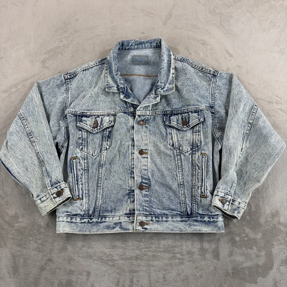 Vintage 80s Levis White Tab Trucker Jacket Acid Wash 75068-0219 Men Medium USA